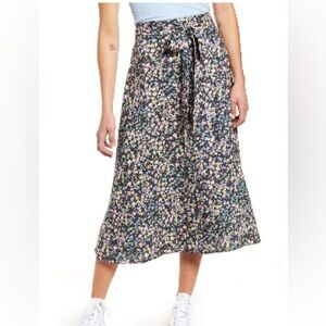 Love, Fire Floral Print Midi Skirt